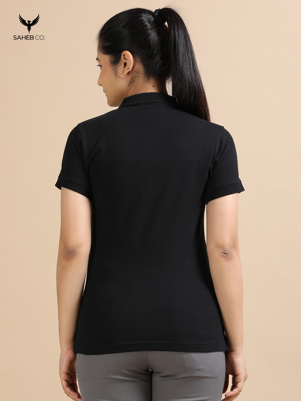 Black Sustainable Jacquard Polo T-Shirt