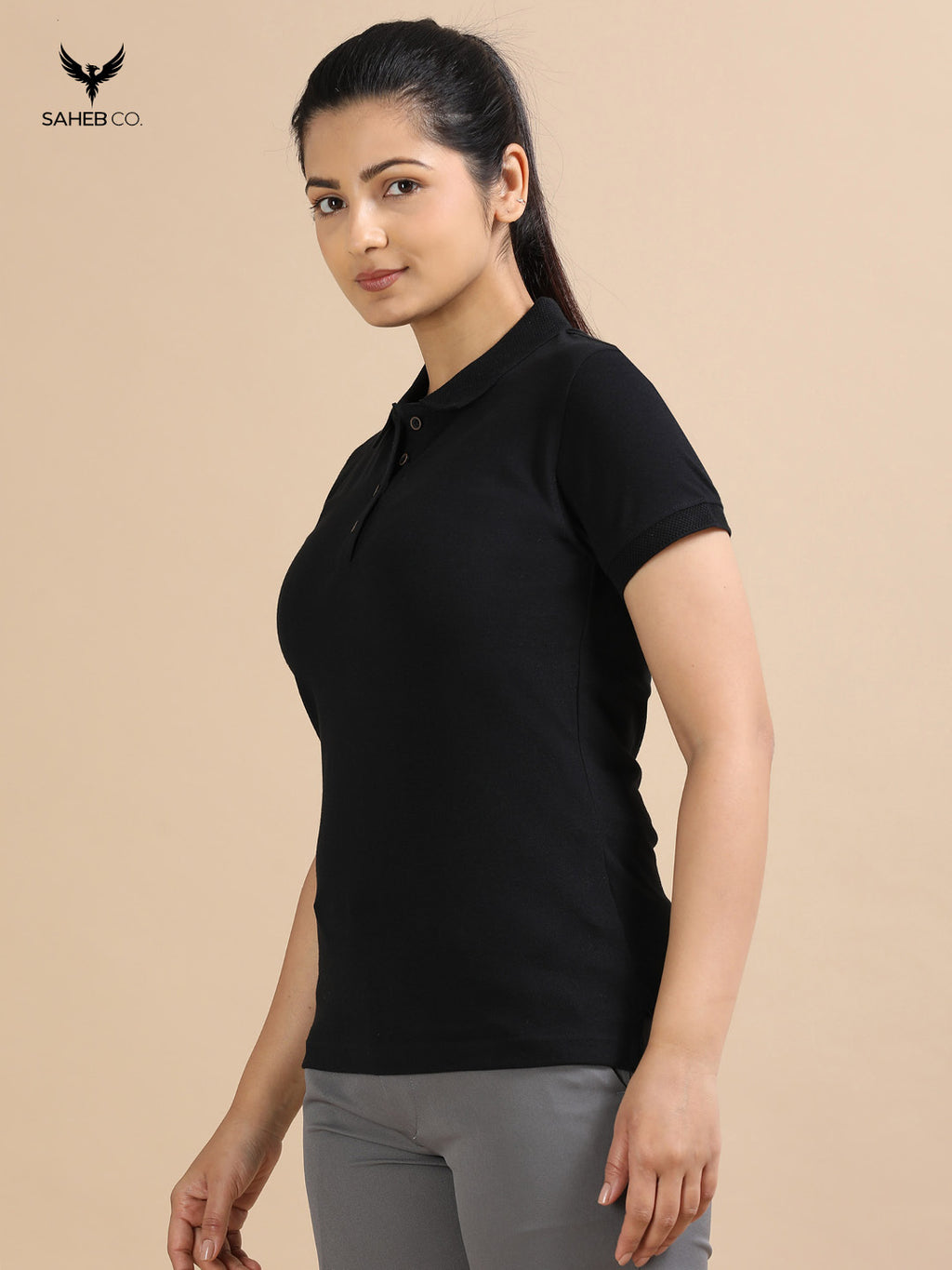 Black Sustainable Jacquard Polo T-Shirt