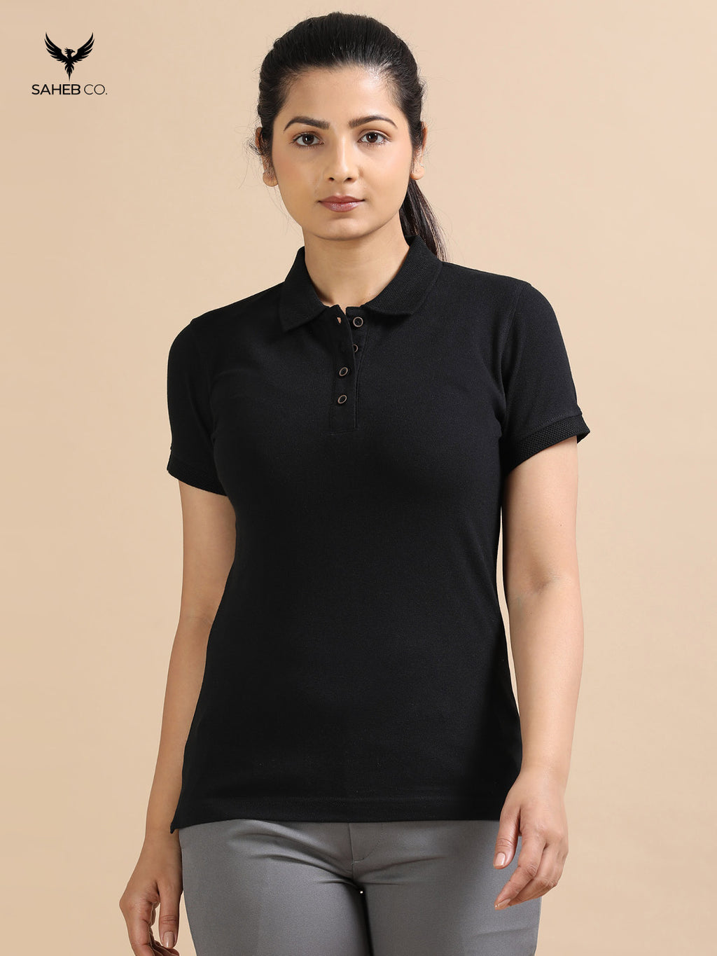 Black Sustainable Jacquard Polo T-Shirt