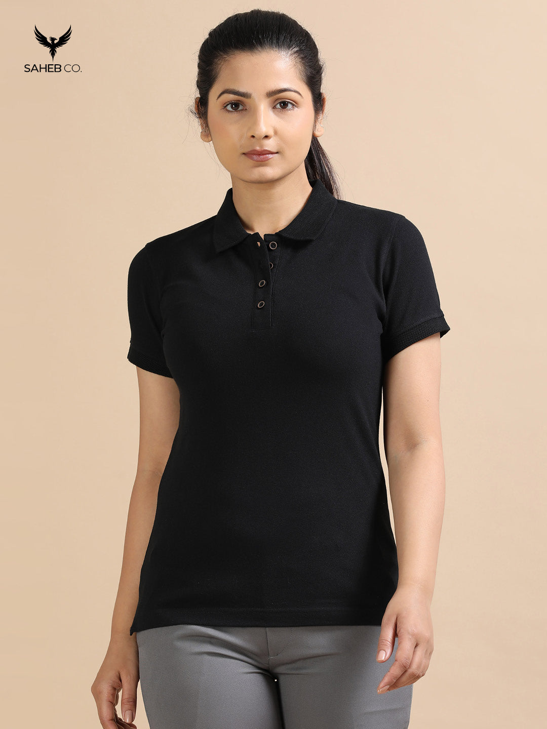 Black Sustainable Jacquard Polo T-Shirt