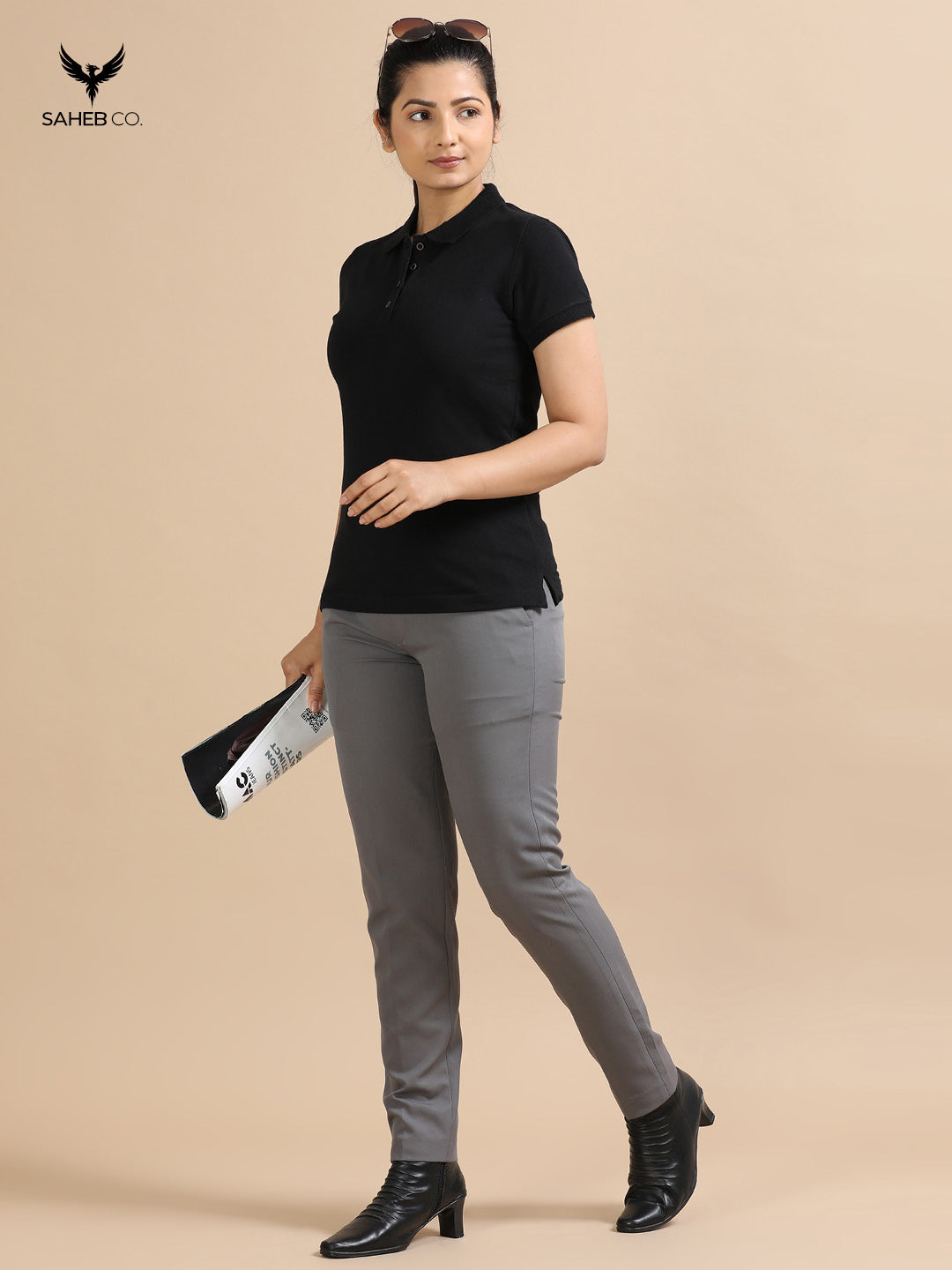 Black Sustainable Jacquard Polo T-Shirt