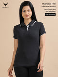 Charcoal Mel Sustainable Jacquard Polo T-Shirt