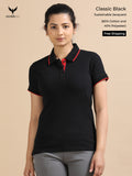 Classic Black Sustainable Jacquard Polo T-Shirt