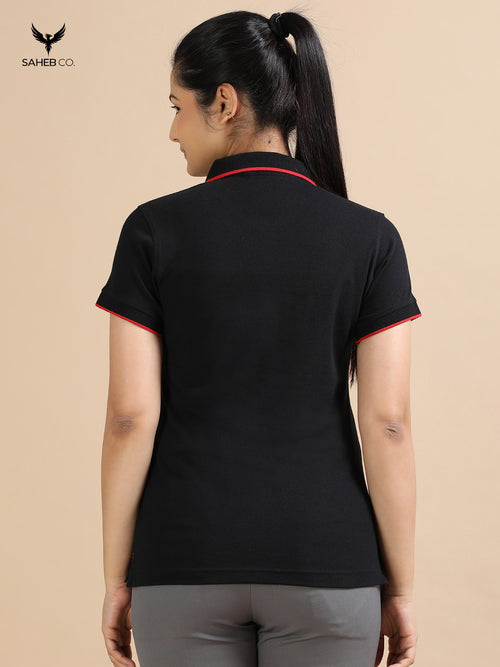 Classic Black Sustainable Jacquard Polo T-Shirt