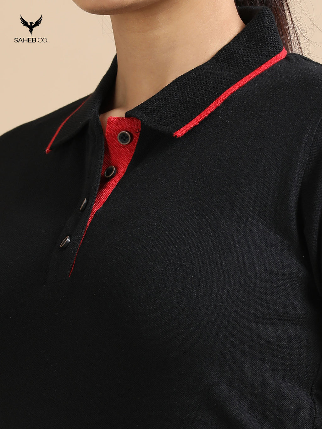Classic Black Sustainable Jacquard Polo T-Shirt