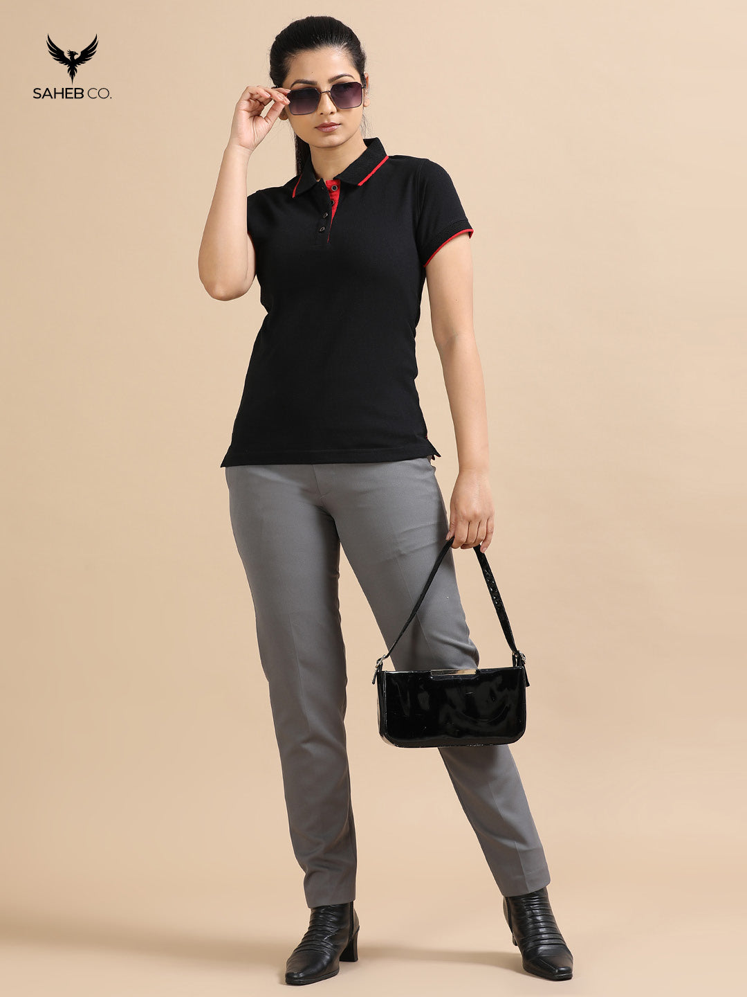Classic Black Sustainable Jacquard Polo T-Shirt