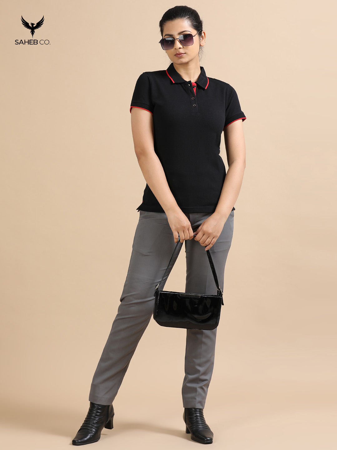 Classic Black Sustainable Jacquard Polo T-Shirt