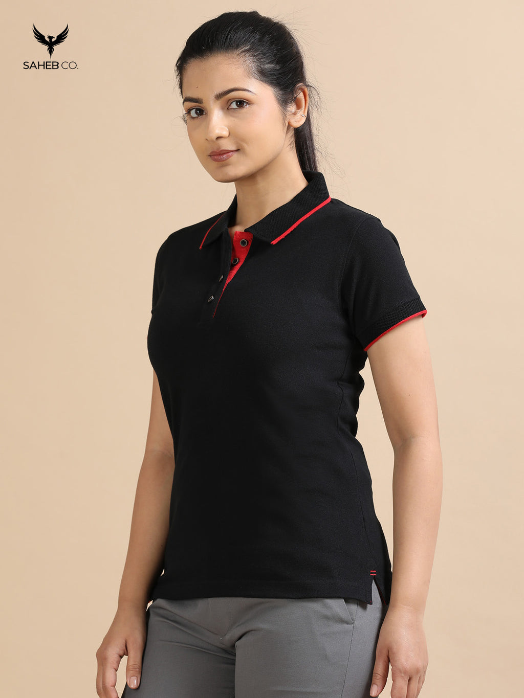 Classic Black Sustainable Jacquard Polo T-Shirt