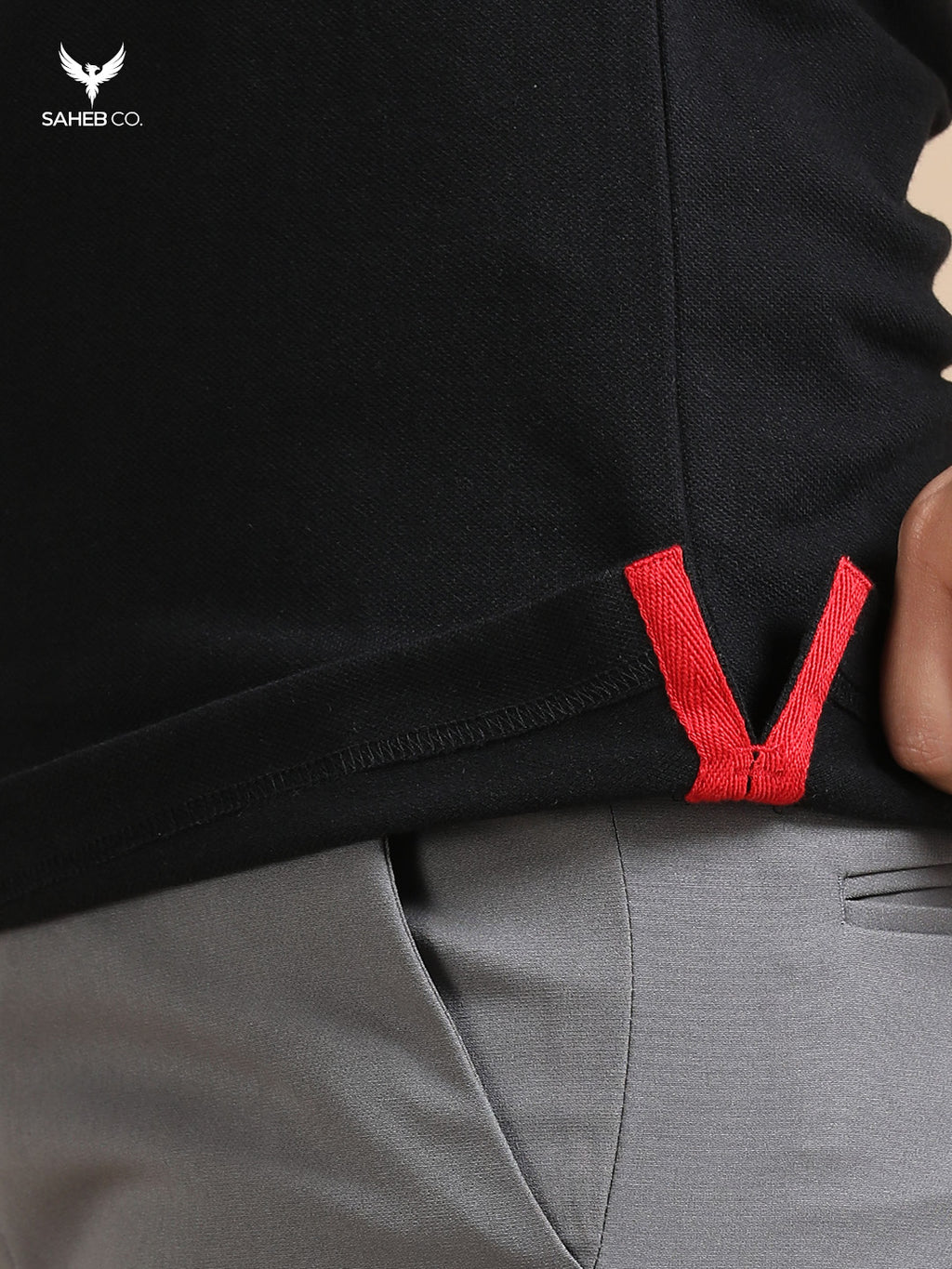 Classic Black Sustainable Jacquard Polo T-Shirt
