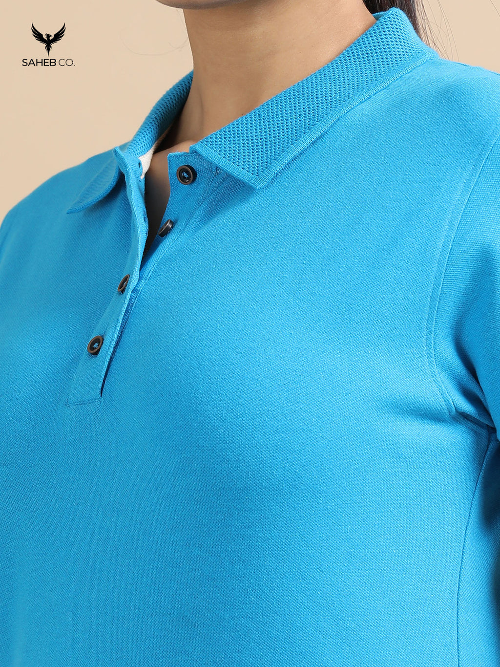 Aqua Blue Sustainable Jacquard Polo T-Shirt