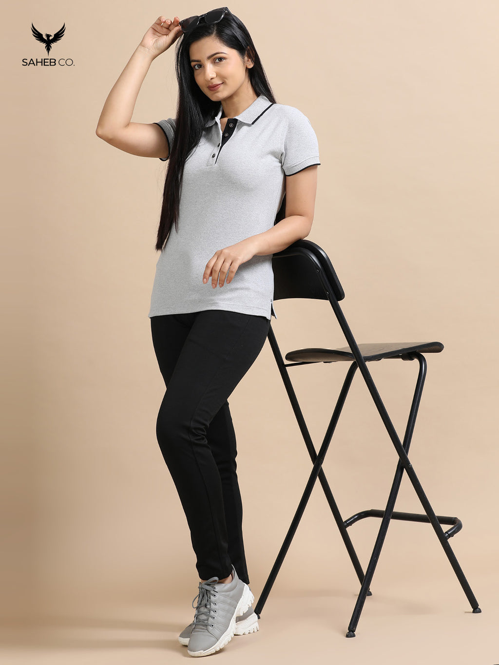 Heather Grey Sustainable Jacquard Polo T-Shirt