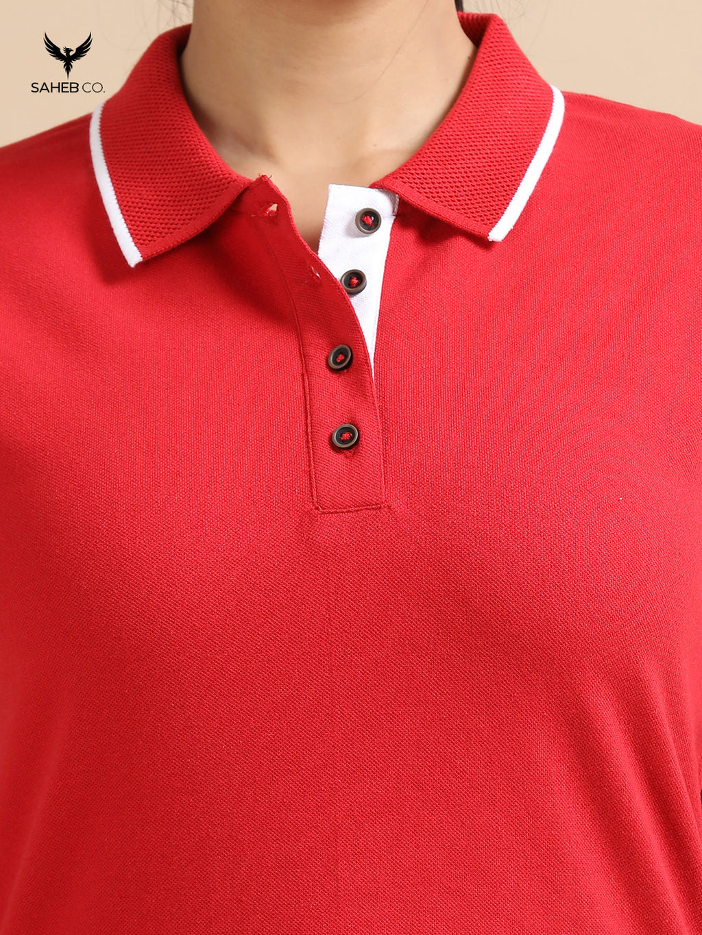 Heather Red Sustainable Jacquard Polo T-Shirt