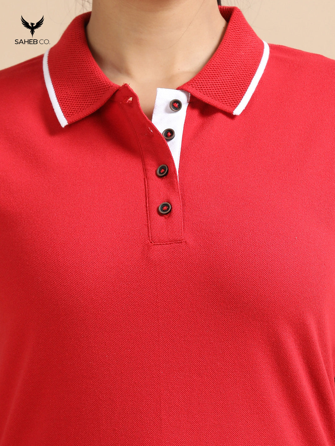 Heather Red Sustainable Jacquard Polo T-Shirt