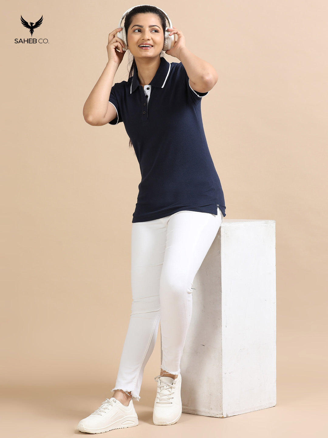 Midnight Navy Sustainable Jacquard Polo T-Shirt
