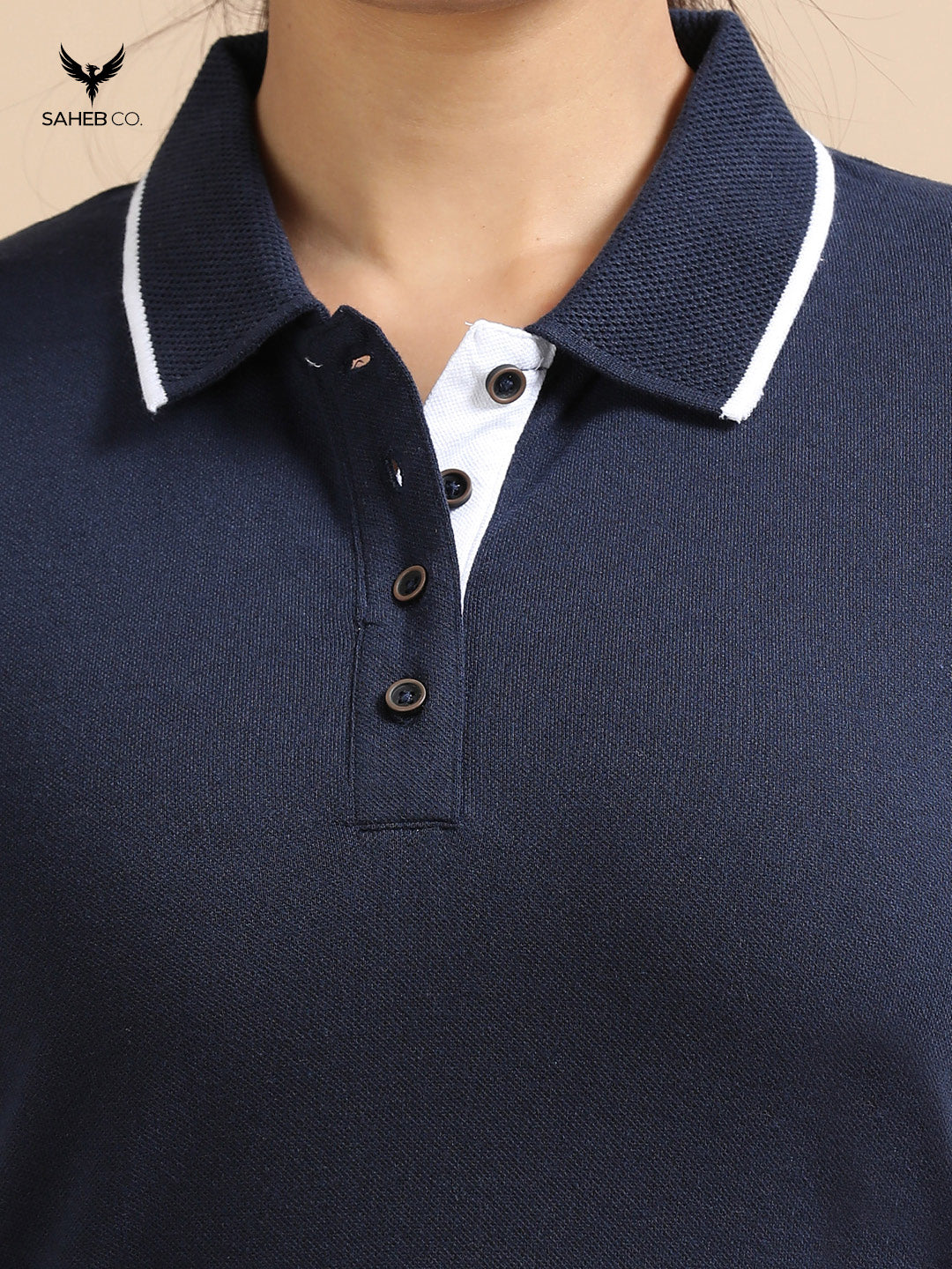 Midnight Navy Sustainable Jacquard Polo T-Shirt