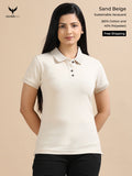 Sand Beige Sustainable Jacquard Polo T-Shirt
