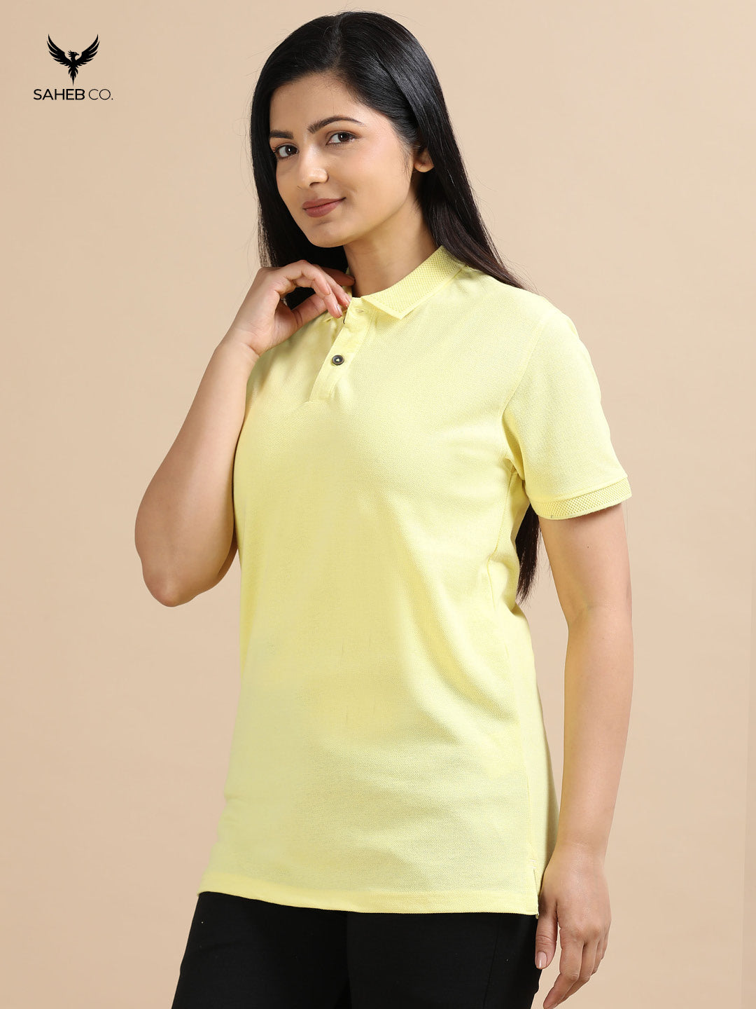 Sunrise Yellow Sustainable Jacquard Polo T-Shirt