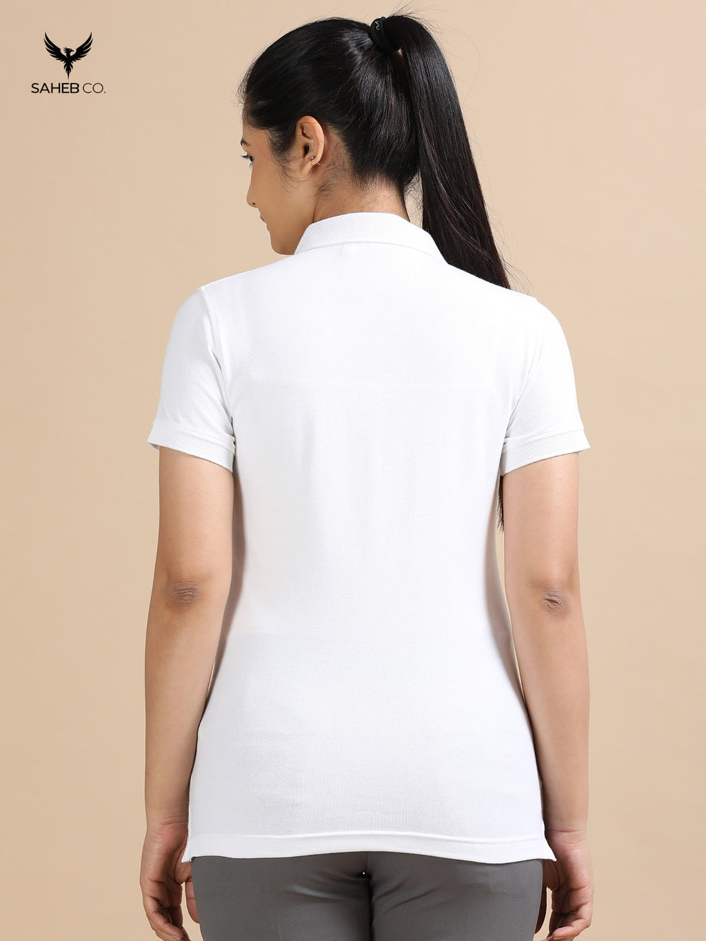 White Sustainable Jacquard Polo T-Shirt