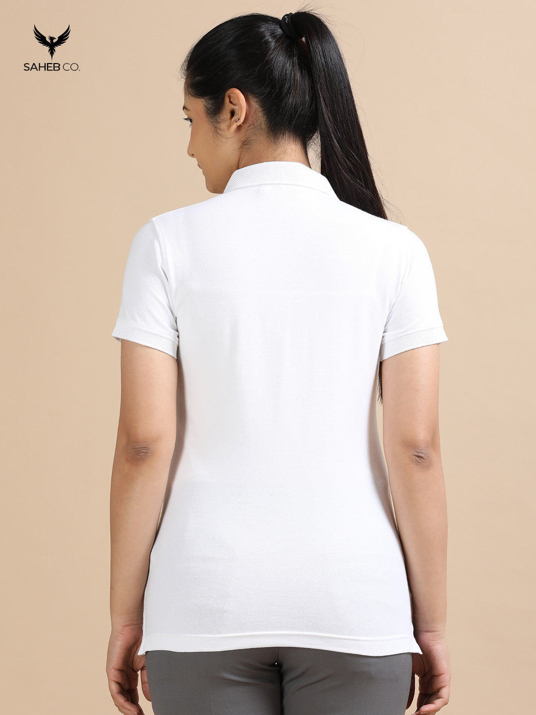 White Sustainable Jacquard Polo T-Shirt