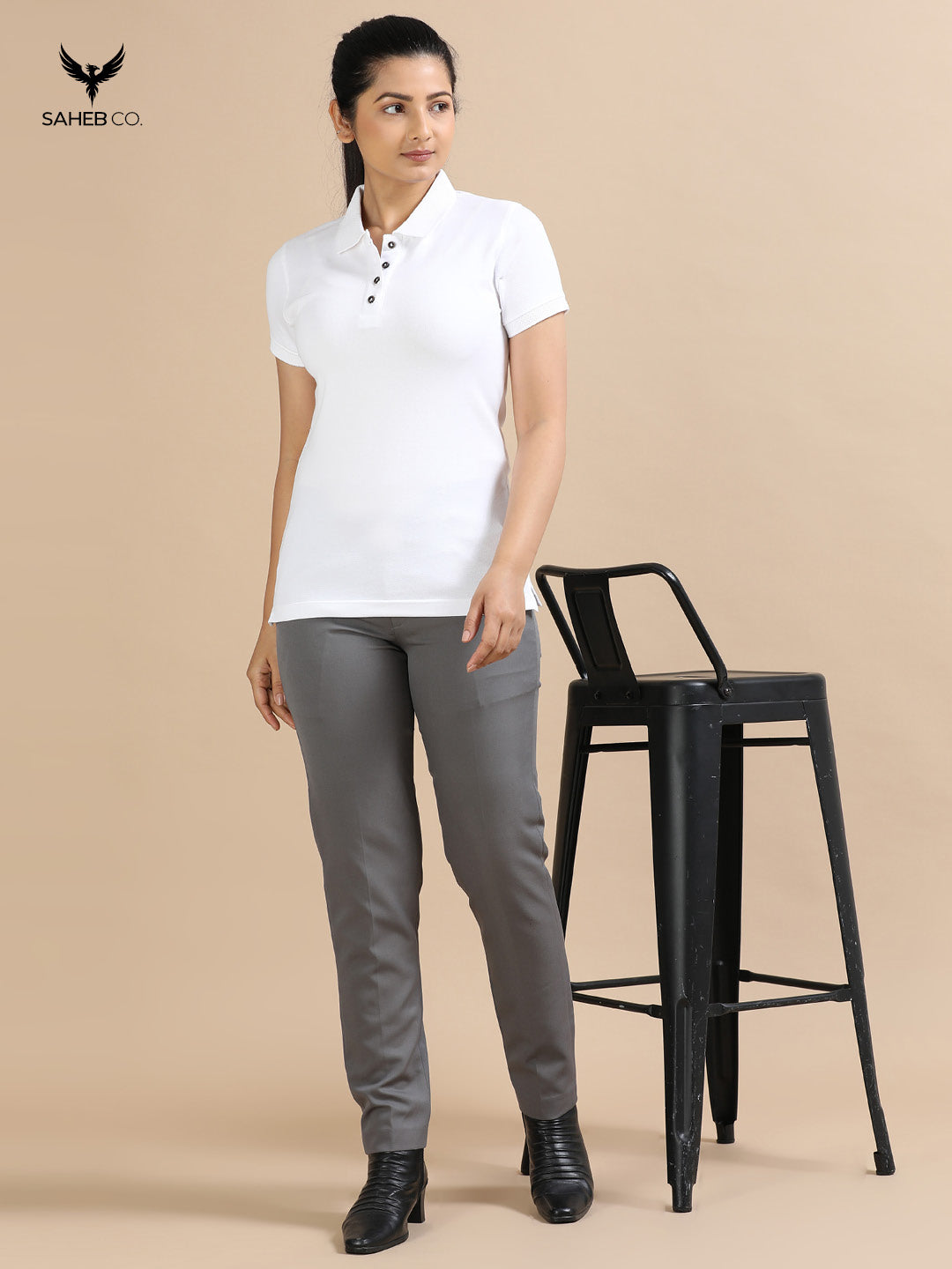 White Sustainable Jacquard Polo T-Shirt