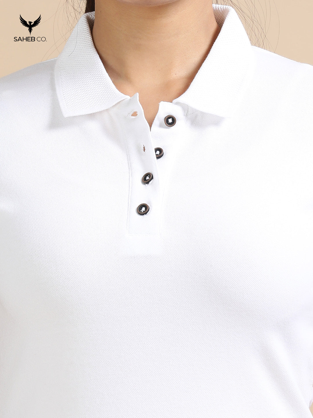 White Sustainable Jacquard Polo T-Shirt