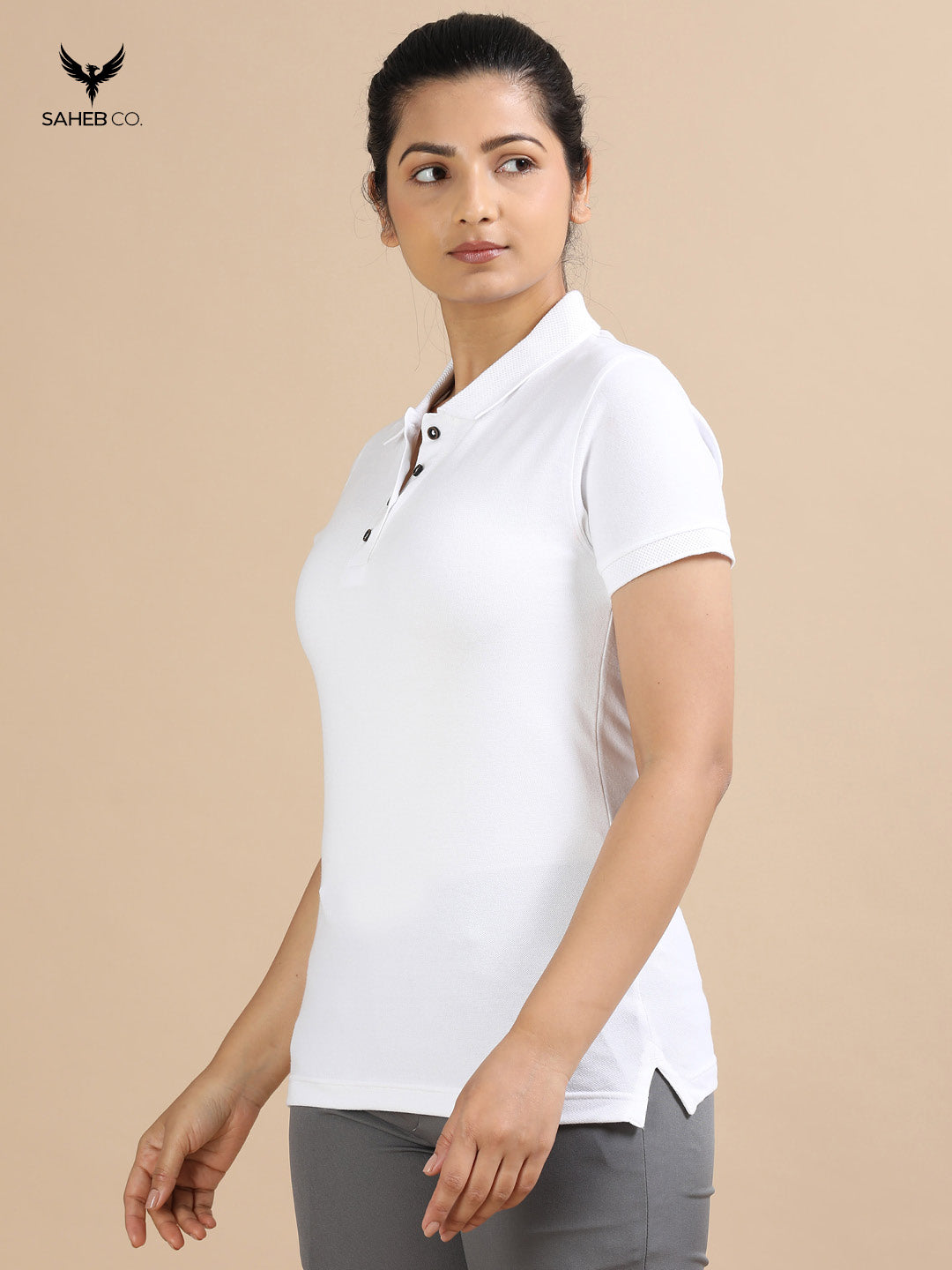 White Sustainable Jacquard Polo T-Shirt