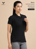 Black Sustainable Jacquard Polo T-Shirt
