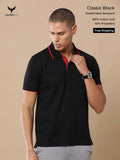 Classic Black Sustainable Jacquard Polo T-Shirt