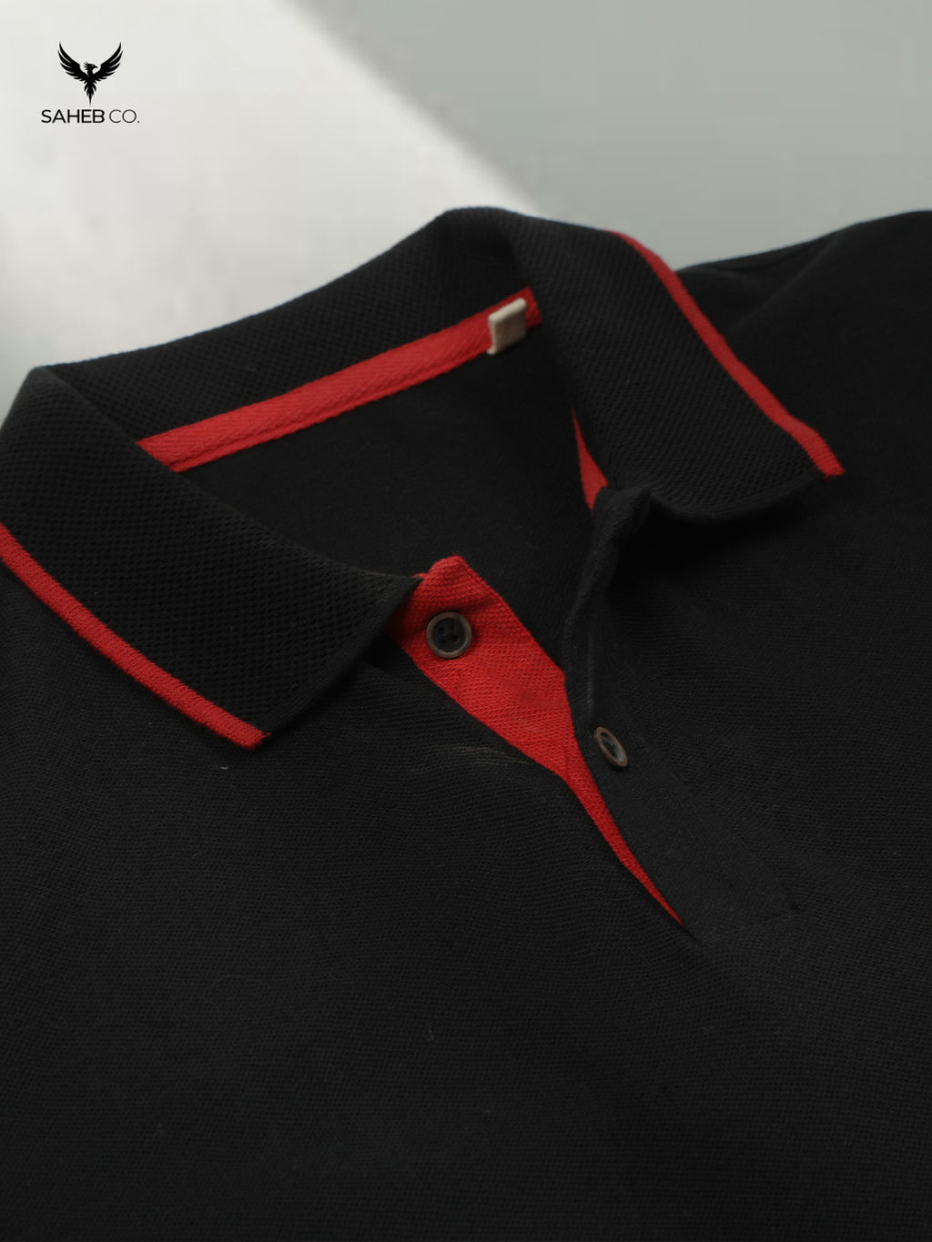 Classic Black Sustainable Jacquard Polo T-Shirt