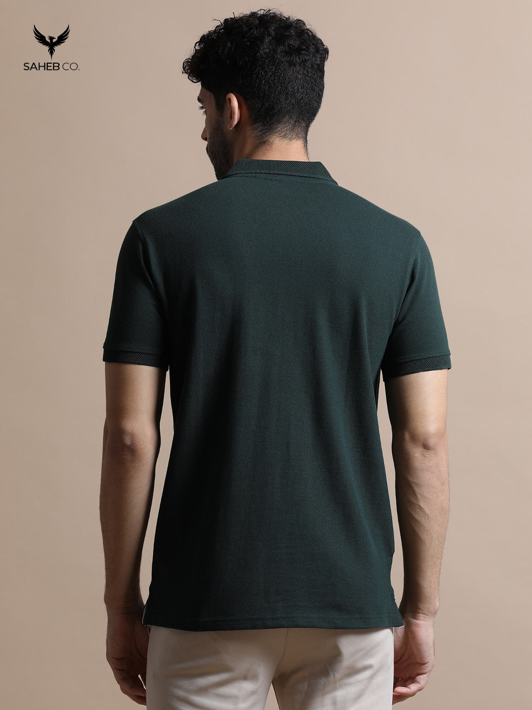 Forest Green Sustainable Jacquard Polo T-Shirt