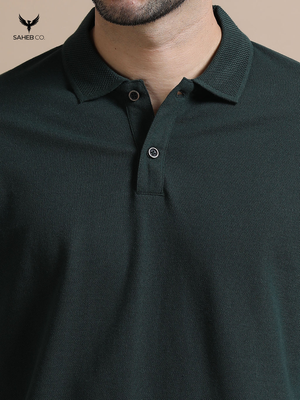 Forest Green Sustainable Jacquard Polo T-Shirt