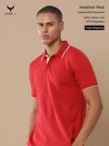 Heather Red Sustainable Jacquard Polo T-Shirt