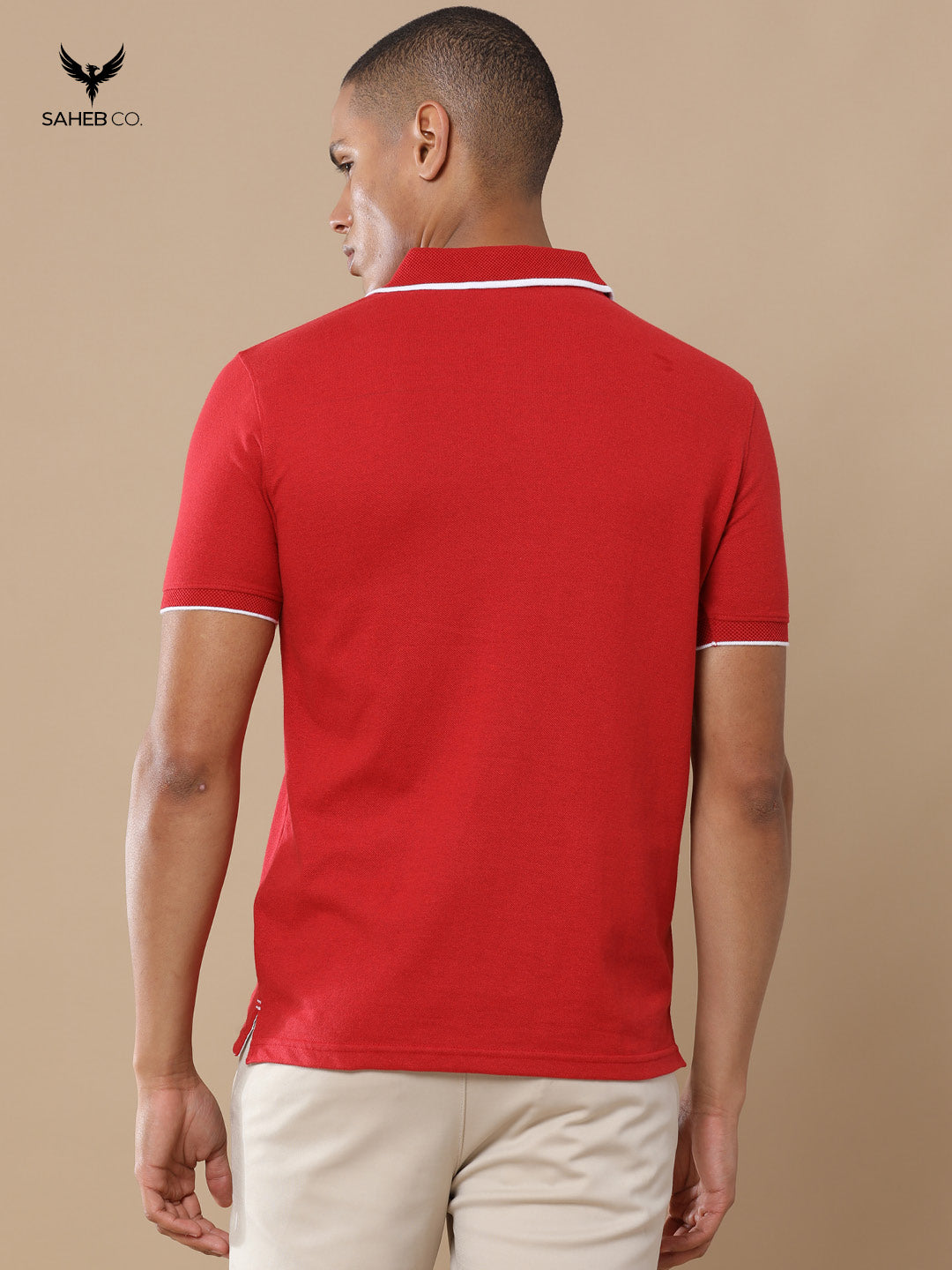 Heather Red Sustainable Jacquard Polo T-Shirt