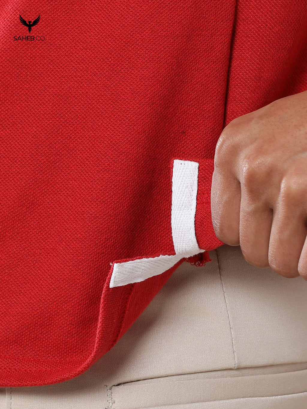 Heather Red Sustainable Jacquard Polo T-Shirt