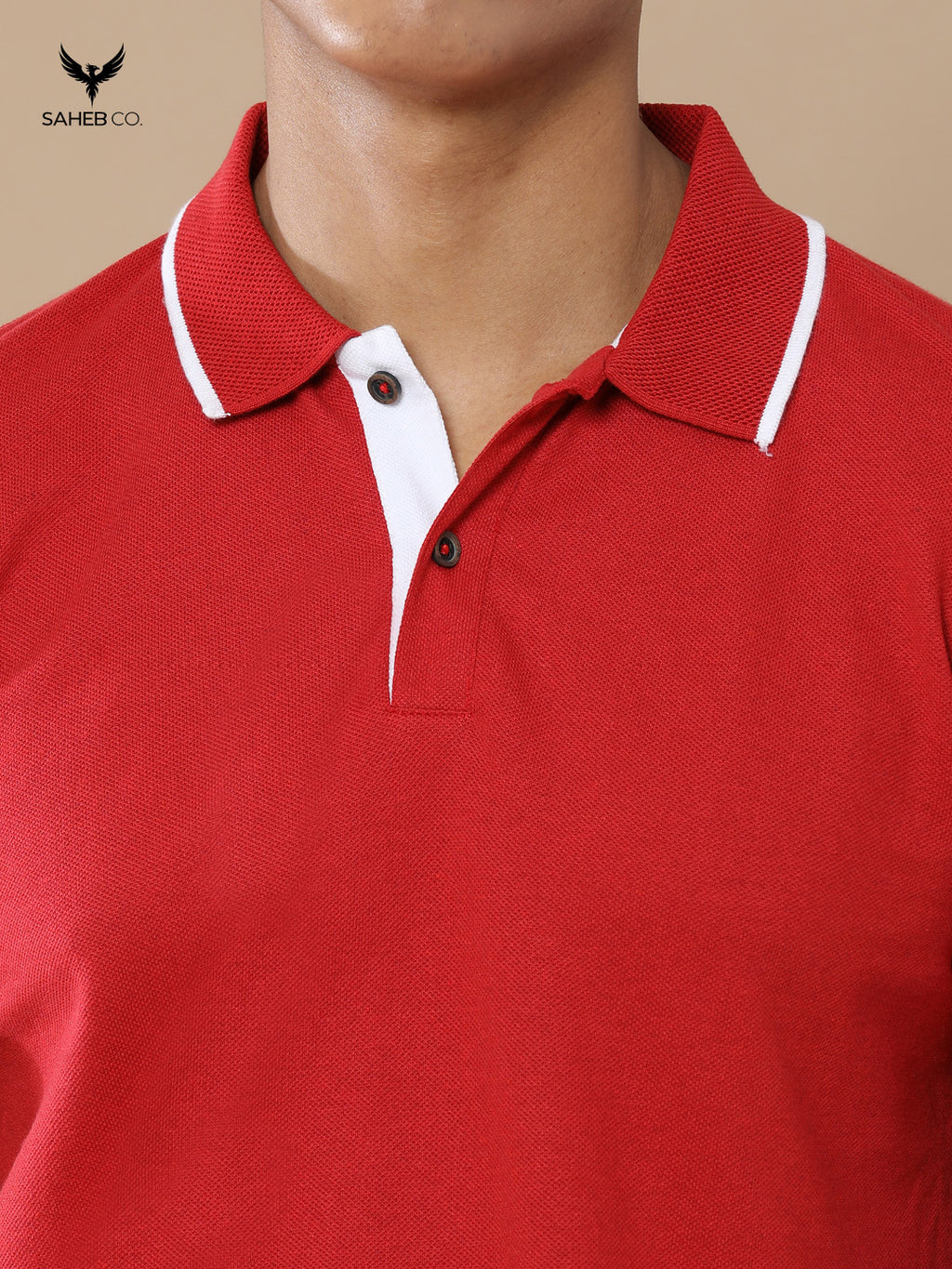 Heather Red Sustainable Jacquard Polo T-Shirt