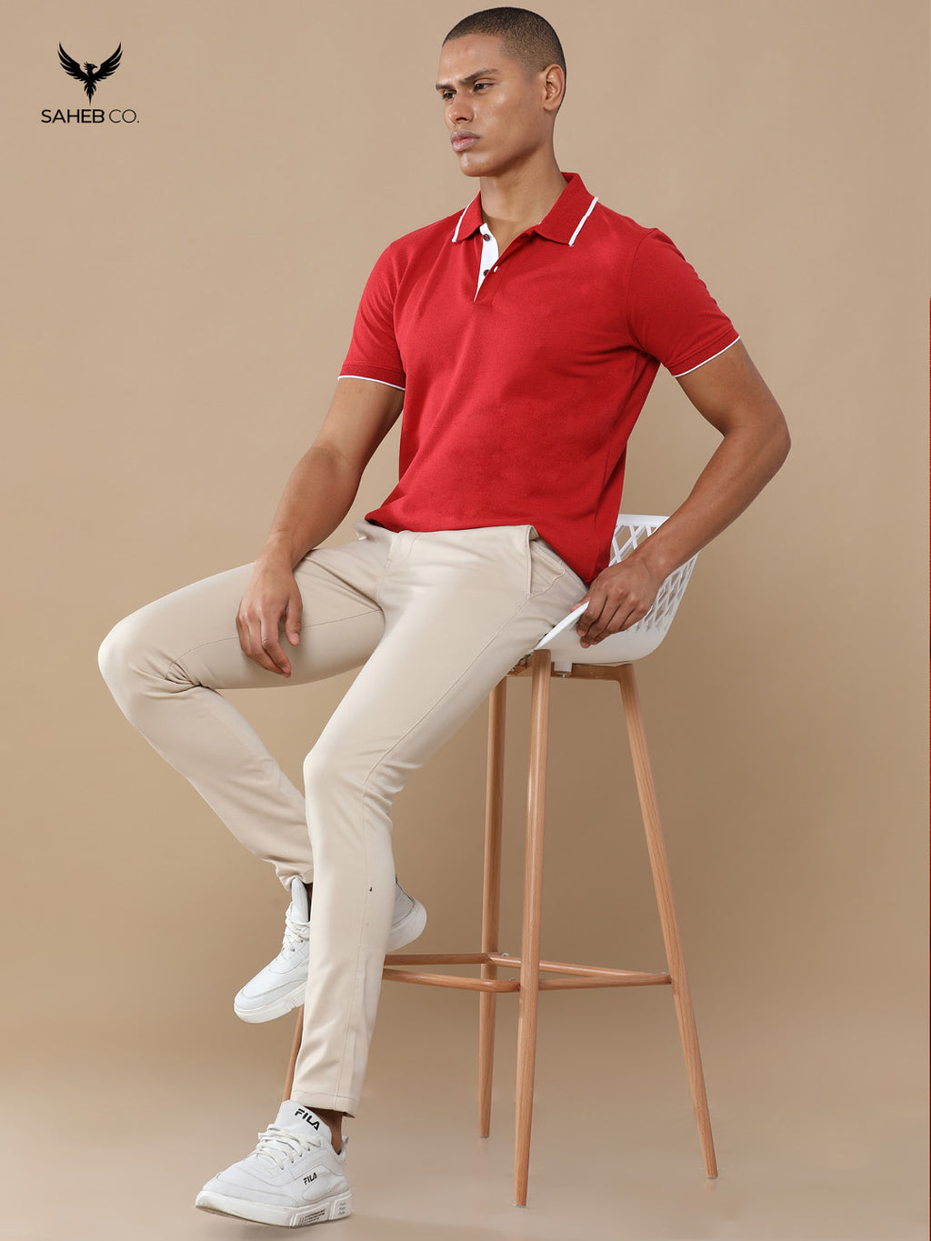 Heather Red Sustainable Jacquard Polo T-Shirt