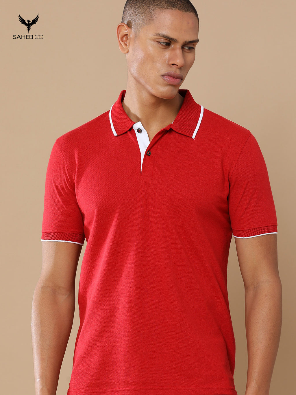 Heather Red Sustainable Jacquard Polo T-Shirt