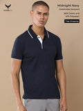 Midnight Navy Sustainable Jacquard Polo T-Shirt