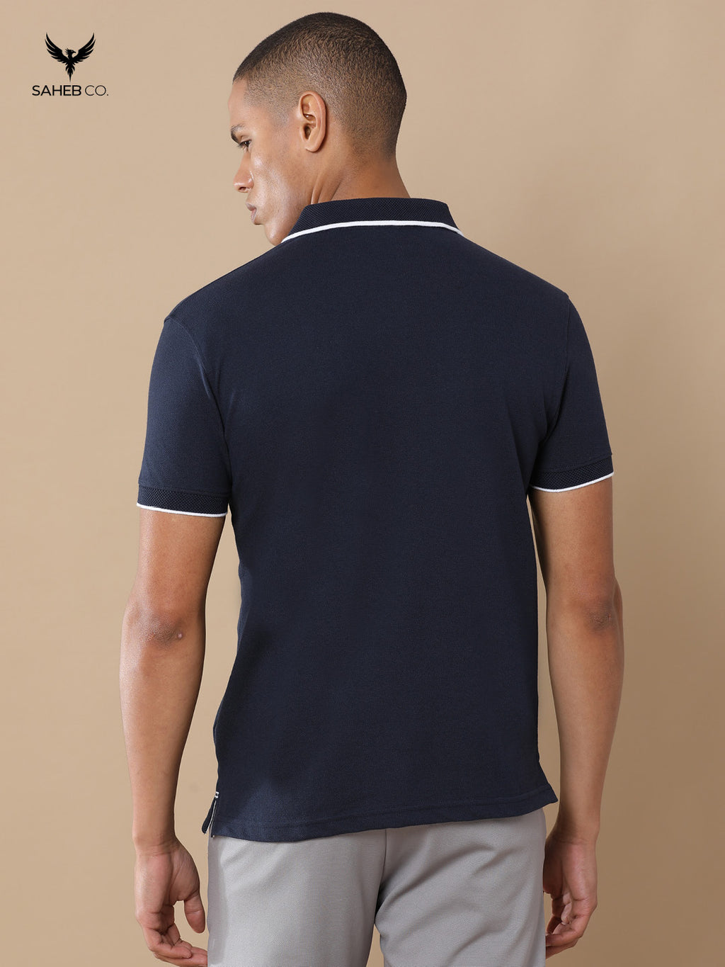 Midnight Navy Sustainable Jacquard Polo T-Shirt