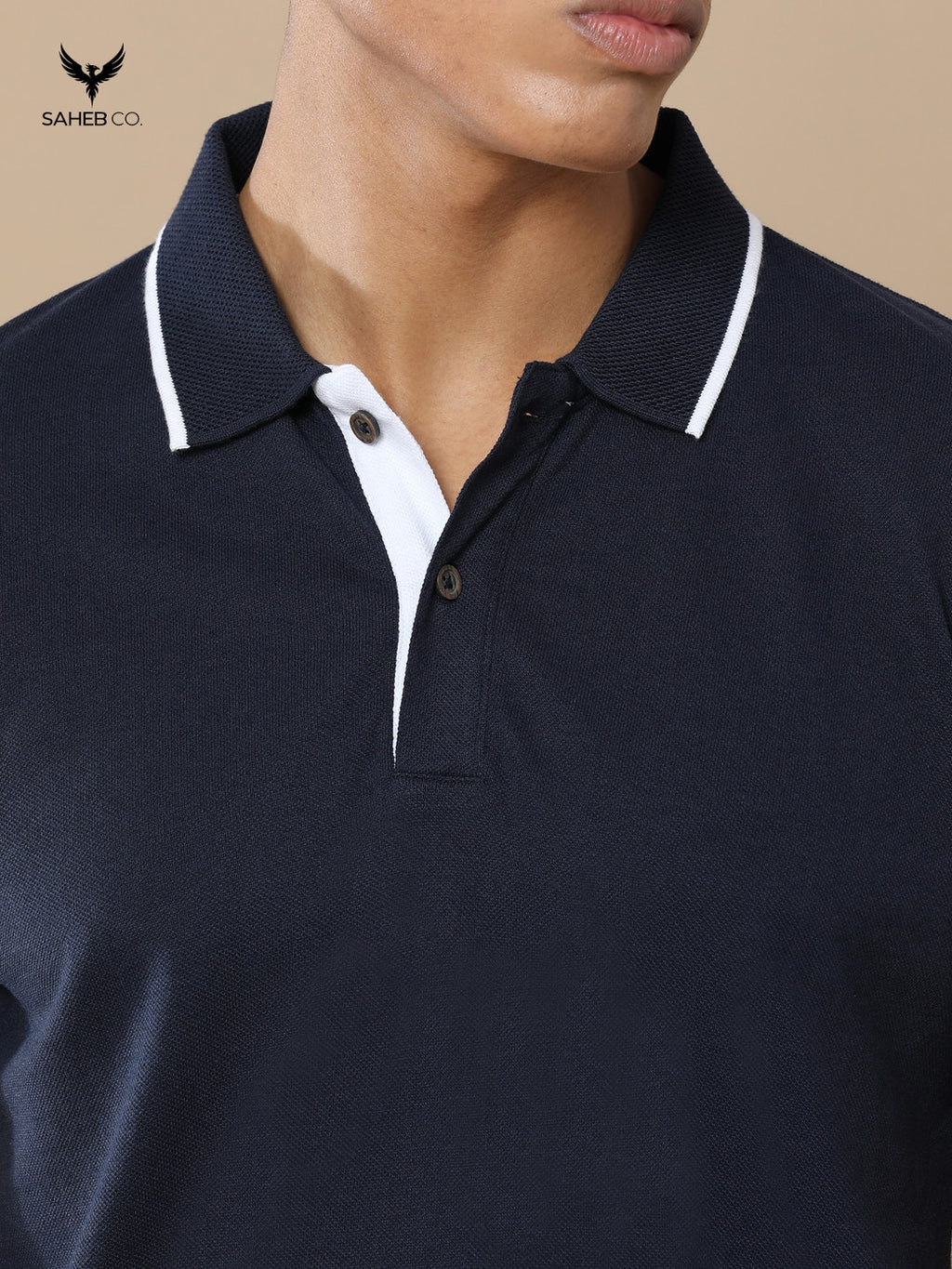 Midnight Navy Sustainable Jacquard Polo T-Shirt