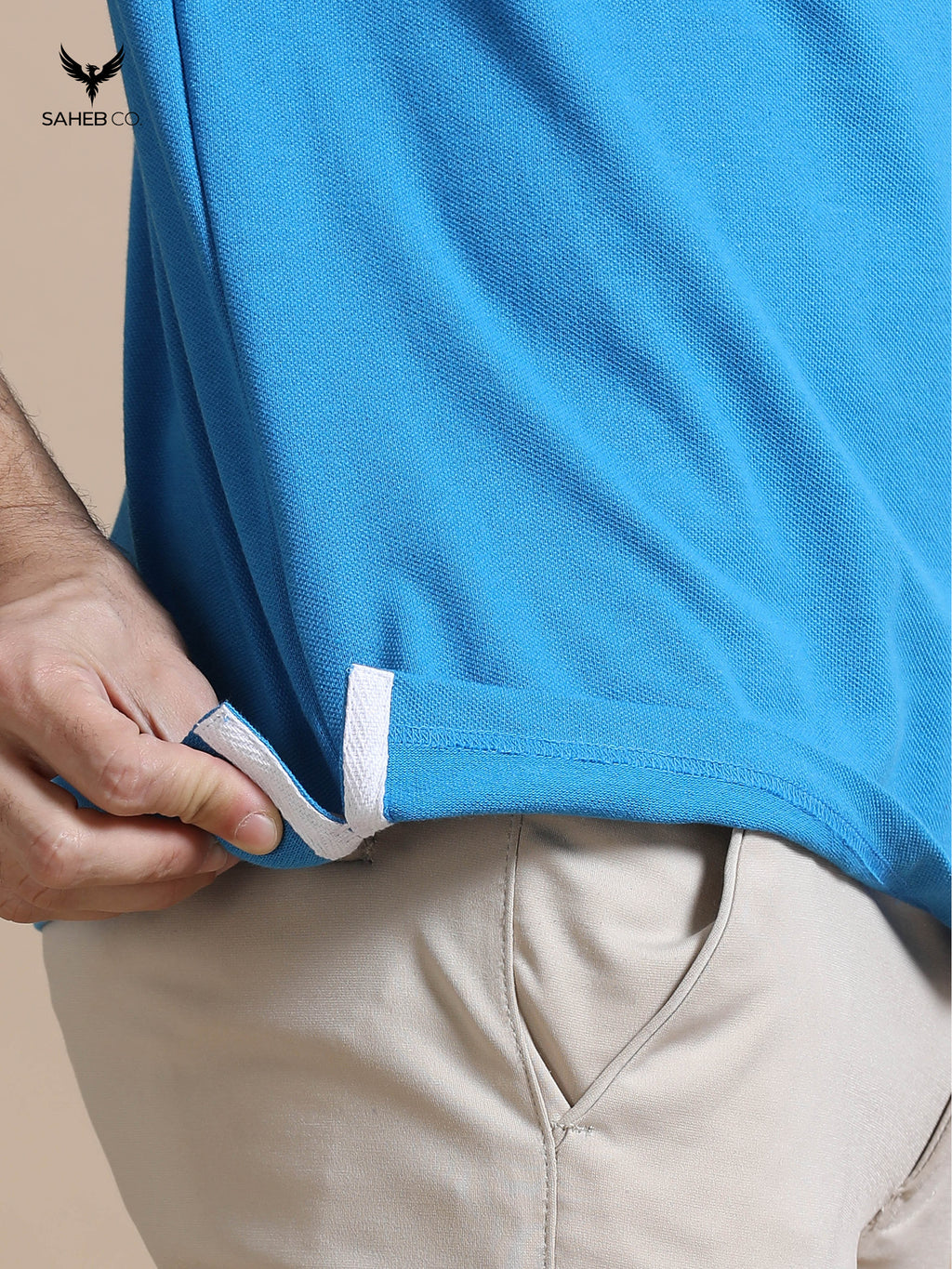 Aqua Blue Sustainable Jacquard Polo T-Shirt