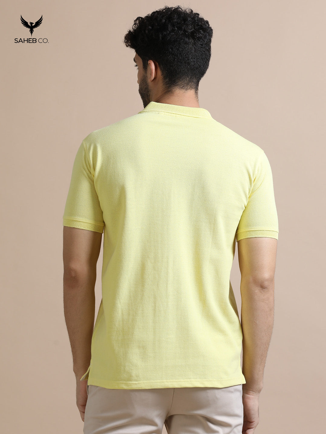 Sunrise Yellow Sustainable Jacquard Polo T-Shirt