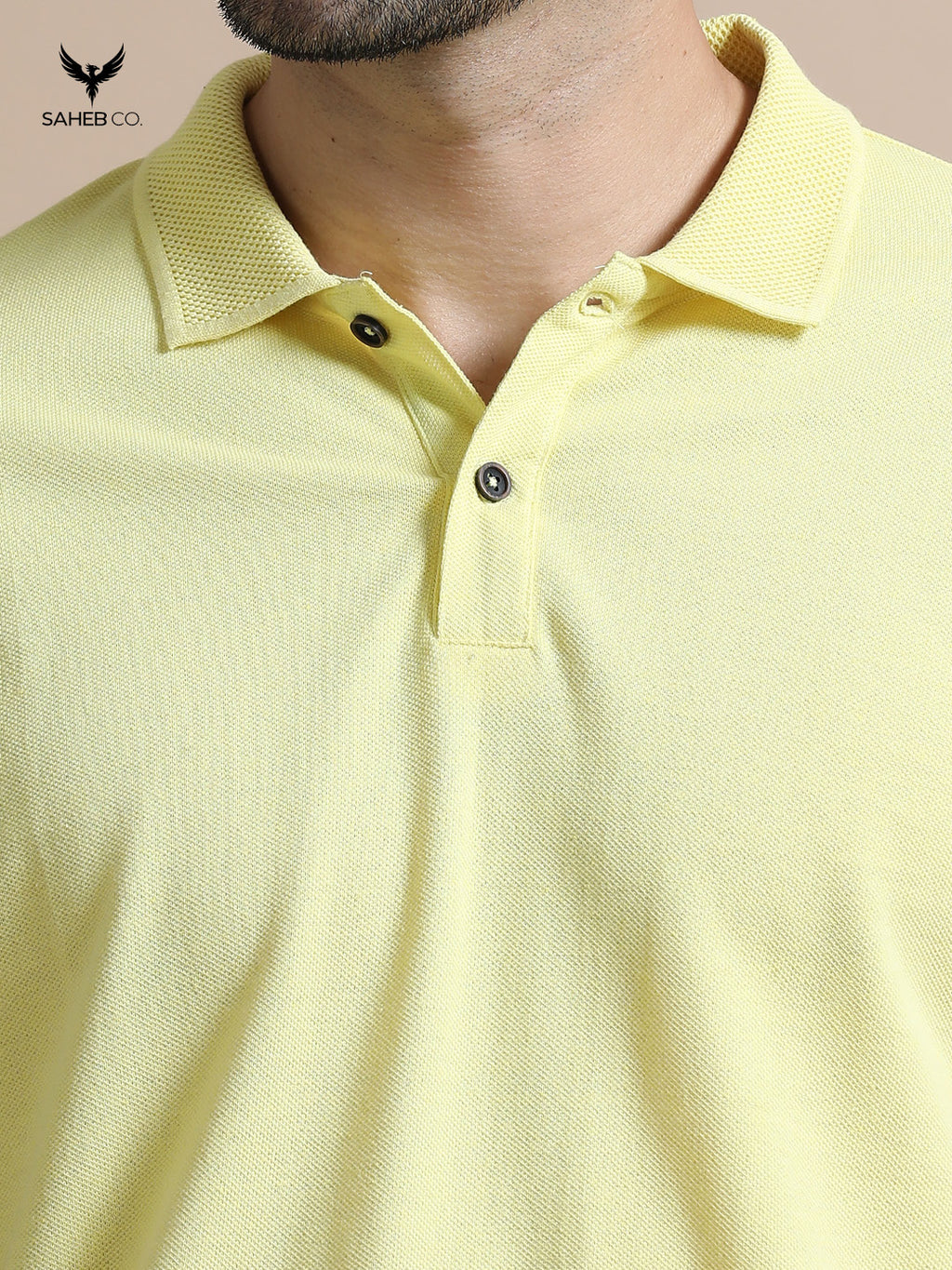 Sunrise Yellow Sustainable Jacquard Polo T-Shirt
