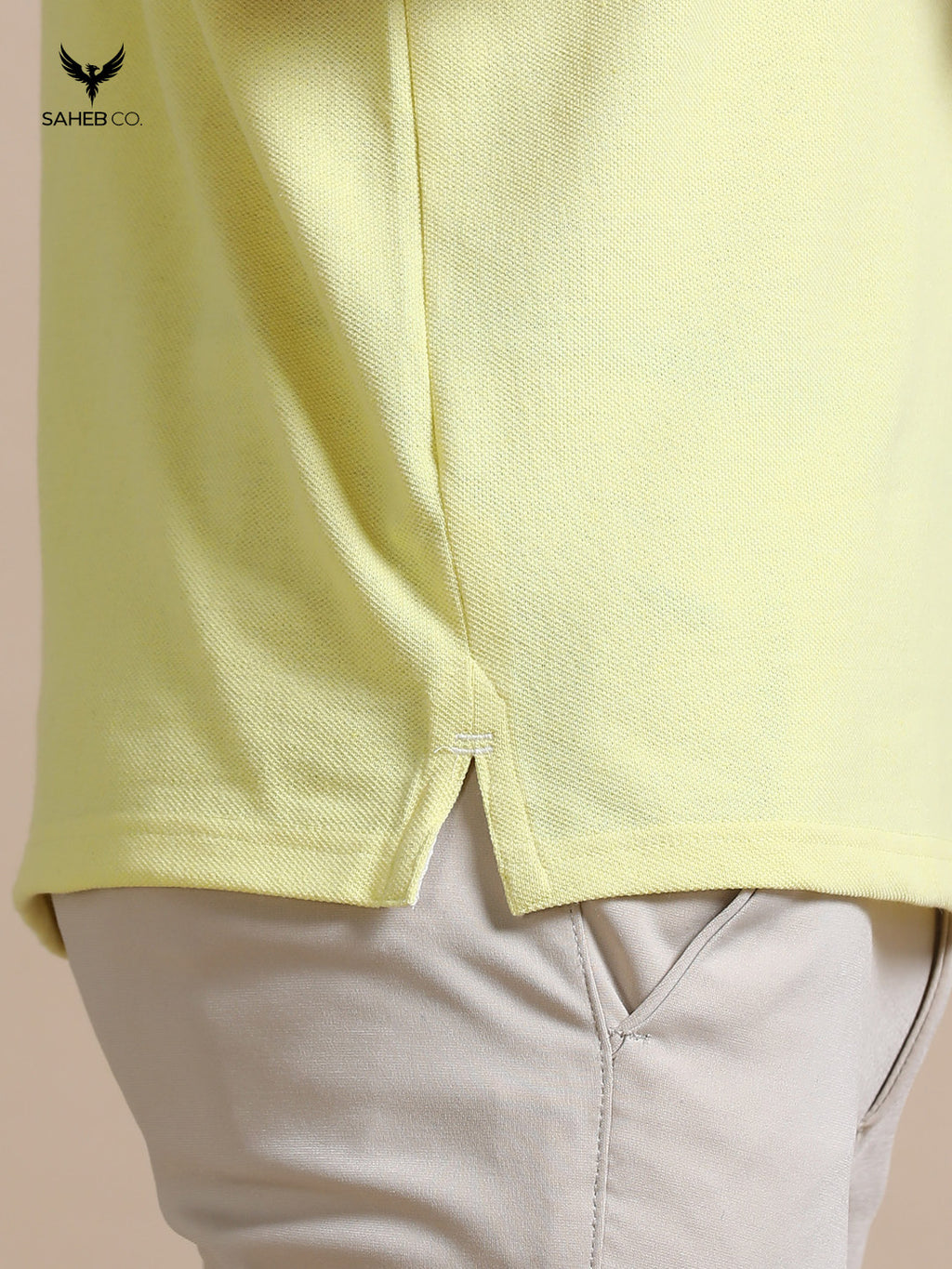 Sunrise Yellow Sustainable Jacquard Polo T-Shirt