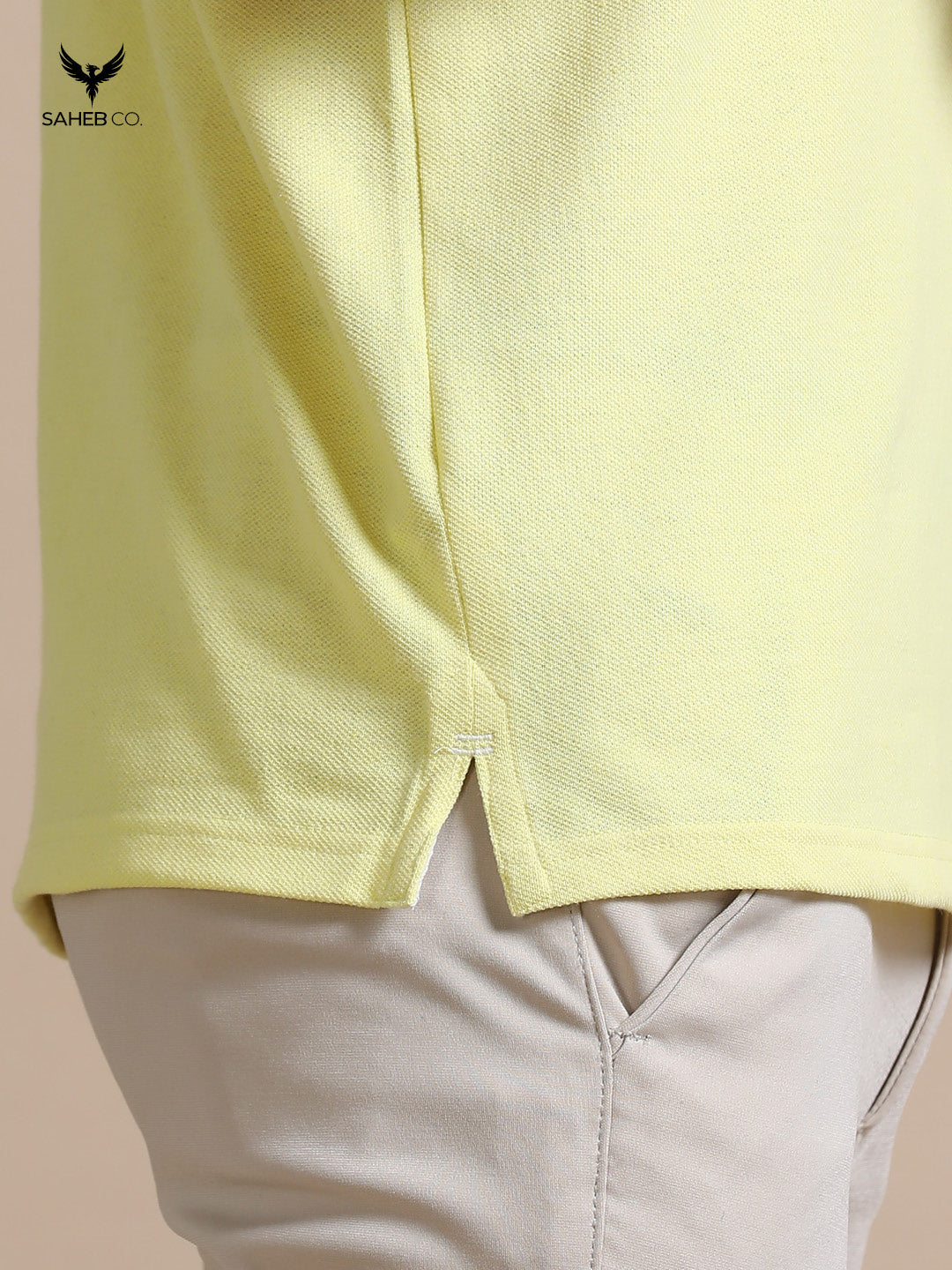 Sunrise Yellow Sustainable Jacquard Polo T-Shirt