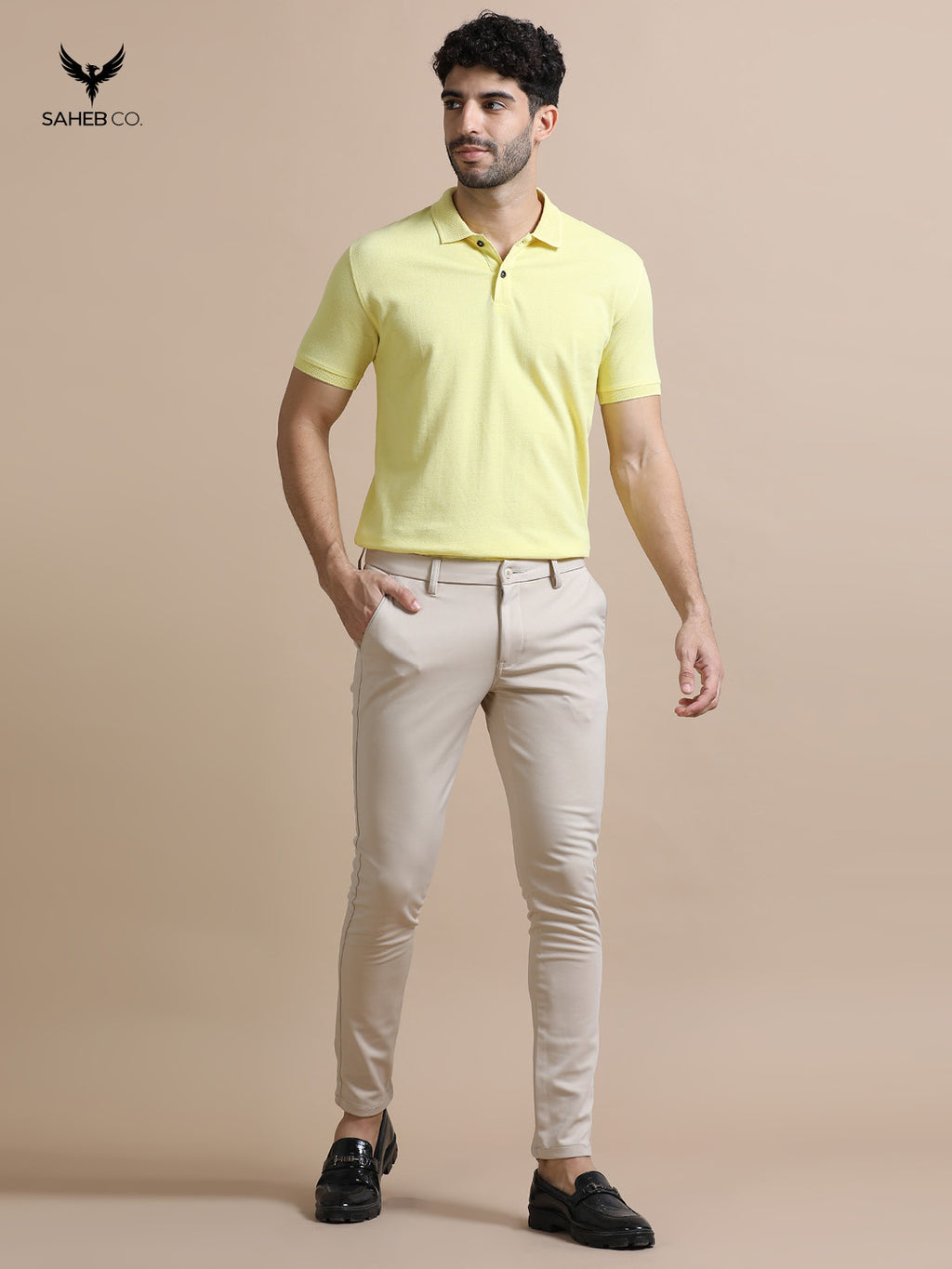 Sunrise Yellow Sustainable Jacquard Polo T-Shirt