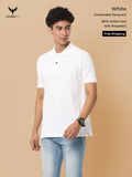 White Sustainable Jacquard Polo T-Shirt